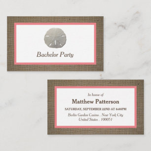 Sand Dollar & Burlap Bachelor Party Ticket Einladu