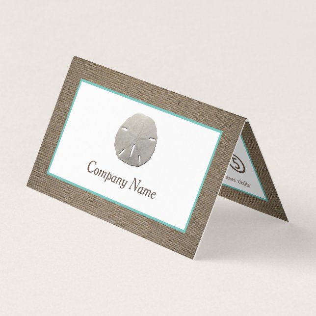 Sand Dollar & Burlap Double Loyalty Business Card Visitenkarten (Vorderseite)