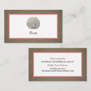 Sand Dollar & Burlap RSVP-Karte Visitenkarte