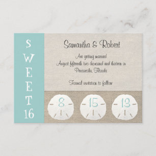 Sand Dollar & Burlap Sweet 16 Einladung