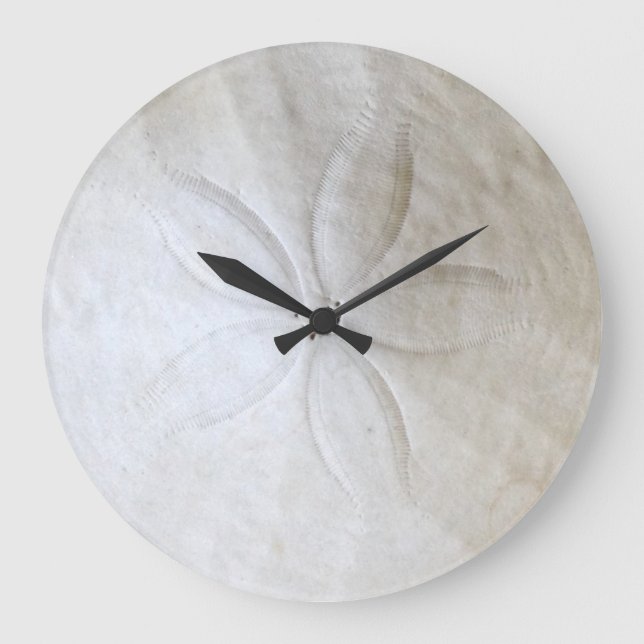Sand Dollar Delight Round Clock Große Wanduhr (Vorderseite)