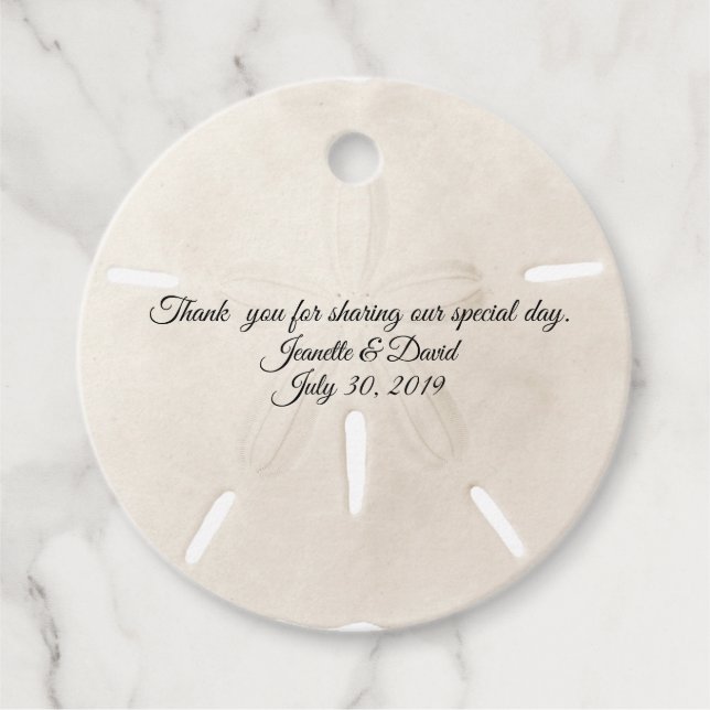 Sand-Dollar-Gastgeschenk Hochzeit Geschenkanhänger (Vorderseite)