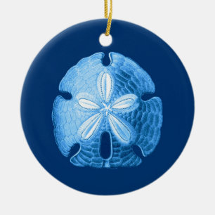 Sand Dollar in Shades von Indigo Blue Keramik Ornament