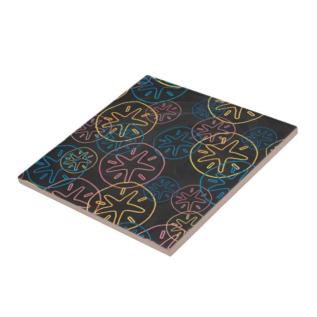 Sand Dollar Lines Red Yellow Blue Fliese (Seite)