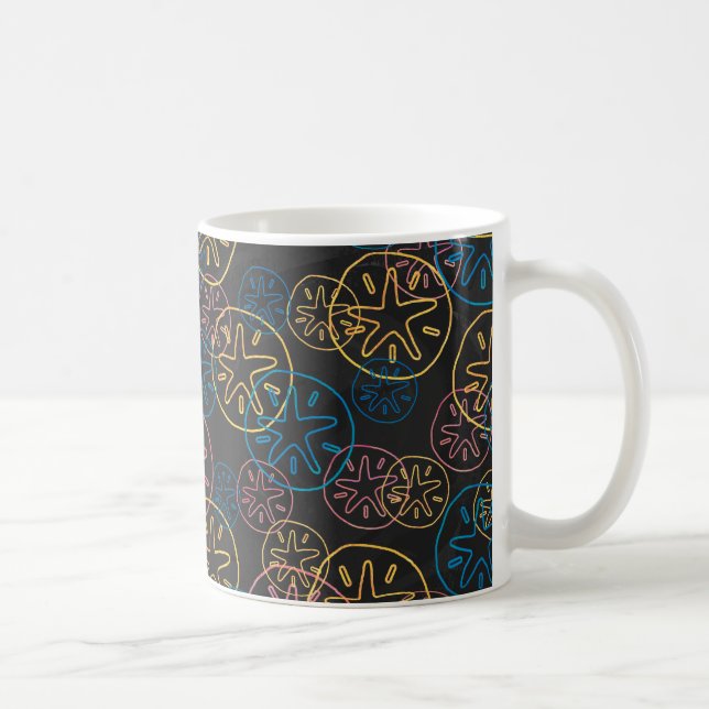Sand Dollar Lines Red Yellow Blue Kaffeetasse (Rechts)