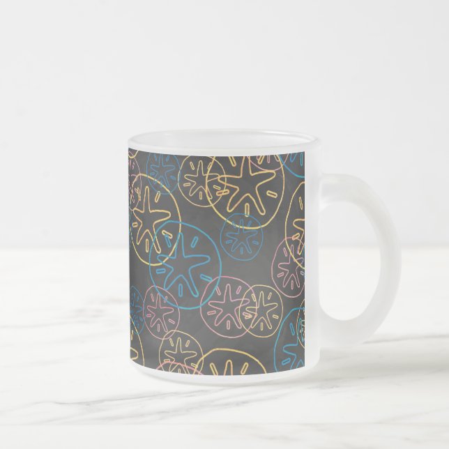 Sand Dollar Lines Red Yellow Blue Mattglastasse (Rechts)