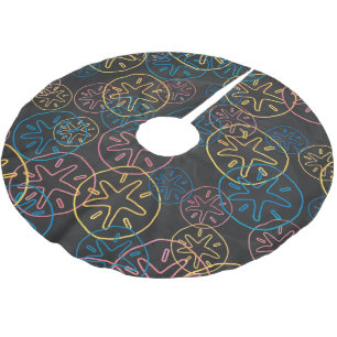 Sand Dollar Lines Red Yellow Blue Polyester Weihnachtsbaumdecke