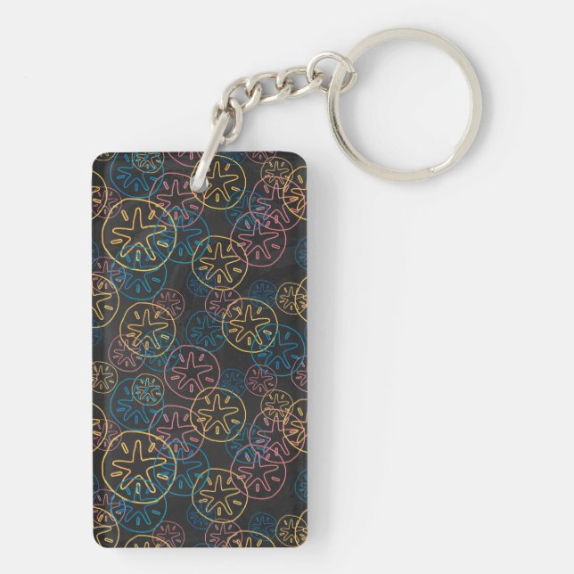 Sand Dollar Lines Red Yellow Blue Schlüsselanhänger (Rückseite)