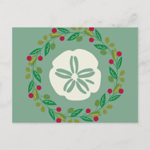 Sand-Dollar-Meeresschnecken-Weihnachtskranz Feiertagspostkarte