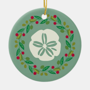 Sand-Dollar-Meeresschnecken-Weihnachtskranz Keramik Ornament