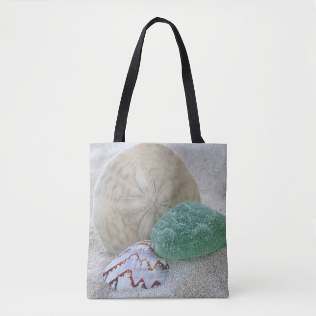 Sand Dollar, Muschel und Meerglas - Tasche (Vorderseite)