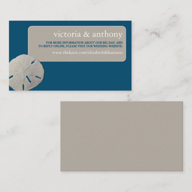 Sand Dollar, Ocean Blue Beach Hochzeitsseite Begleitkarte (Vorne/Hinten)