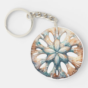 Sand-Dollar-Ozean-Splash-Seewasser-Wasserfarben-Ho Schlüsselanhänger