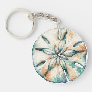Sand-Dollar-Ozeanspritzer-Aquarell-Hochzeit Schlüsselanhänger