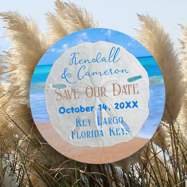 Sand Dollar Round Save the Date Cards Einladung (Von Creator hochgeladen)