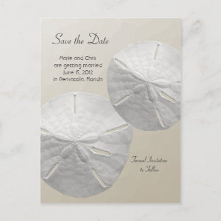 Sand Dollar Save the Date Beach Theme Wedding Ankündigungspostkarte