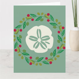 Sand Dollar Seashell Christmas Wreath Karte
