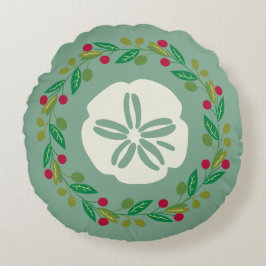 Sand Dollar Seashell Weihnachtskranz Rundes Kissen