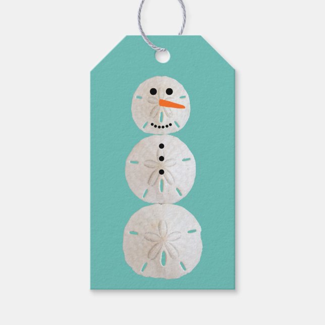 Sand Dollar Snowman Geschenkanhänger (Vorderseite)