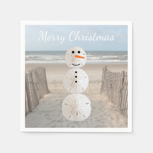 Sand Dollar Snowman Paper Napkins Serviette (Vorderseite)