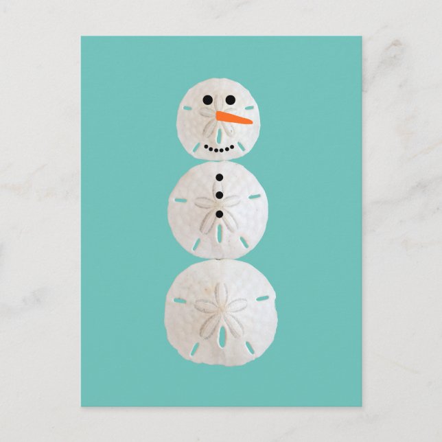 Sand Dollar Snowman Postkarte (Vorderseite)