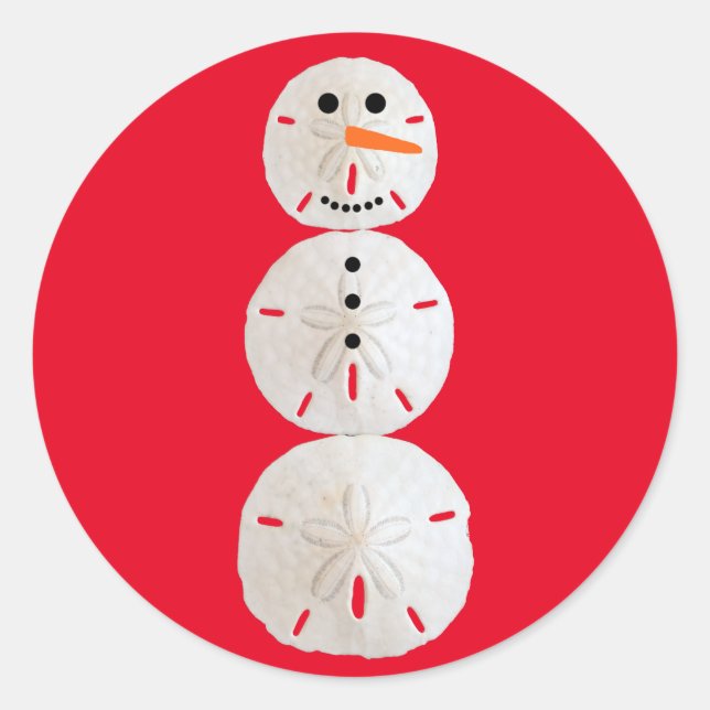 Sand Dollar Snowman Runder Aufkleber (Vorderseite)