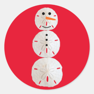 Sand Dollar Snowman Runder Aufkleber