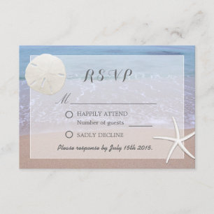 Sand Dollar & Starfish Beach Thema Hochzeit RSVP Karte