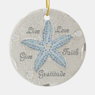 Sand Dollar Starfish Gem Ornament