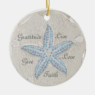 Sand Dollar Starfish Gem Ornament
