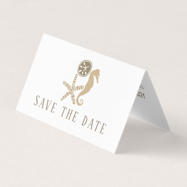 Sand Dollar, Starfish, Seepferd Save the Date Kart Visitenkarten (Vorderseite)