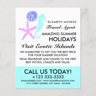 Sand Dollar, Starfish, Seepferd, Travel Agent Flyer