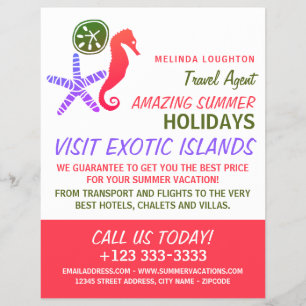 Sand Dollar, Starfish, Seepferd, Travel Agent Flyer