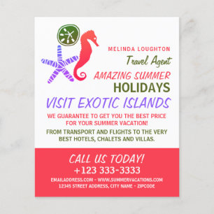 Sand Dollar, Starfish, Seepferd, Travel Agent Flyer