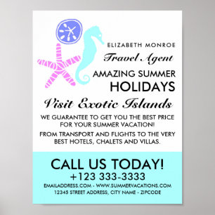 Sand Dollar, Starfish, Seepferd, Travel Agent Poster