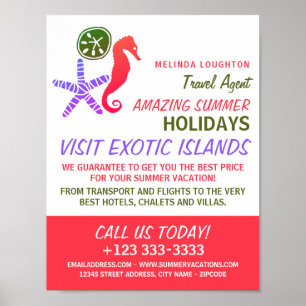 Sand Dollar, Starfish, Seepferd, Travel Agent Poster