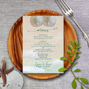 Sand-Dollar-Strand-Hochzeitsmenü-Vorlage Einladung