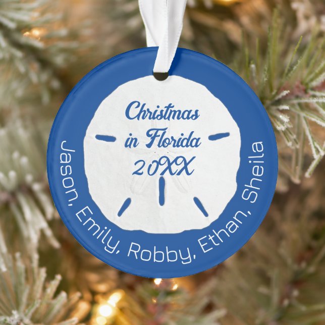 Sand Dollar Tropical Christmas Holiday Navy Ornament (Baum)