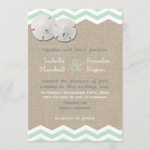 Sand-Dollar u. Zickzack Hochzeits-Einladung Einladung