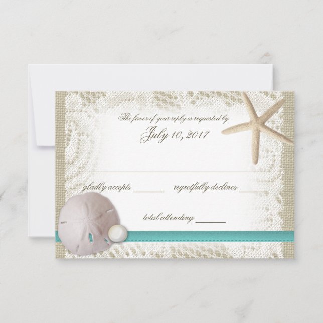 Sand Dollar und Pearl Response RSVP Karte (Vorderseite)