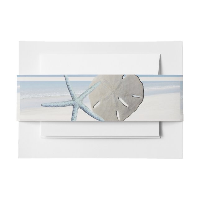 Sand Dollar und Starfish Beach Hochzeit Einladungsbanderole (Vorderseite Beispiel)