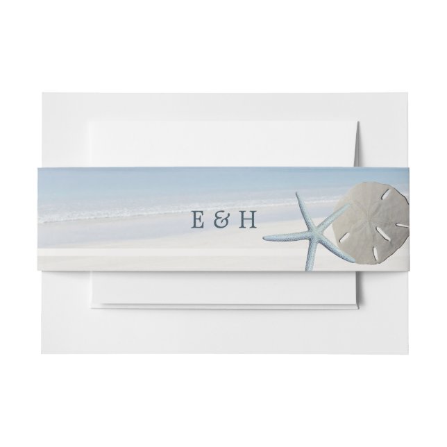 Sand Dollar und Starfish Beach Hochzeit Einladungsbanderole (Vorderseite Beispiel)