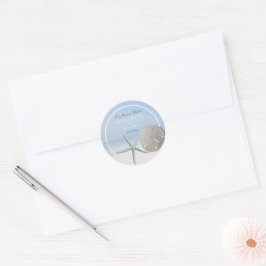 Sand Dollar und Starfish Beach Hochzeit Runder Aufkleber