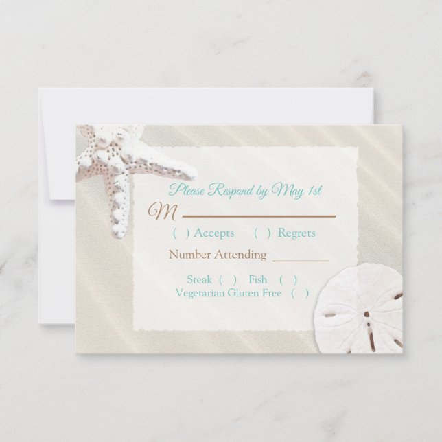 Sand Dollar und Starfish Oceanic Wedding RSVP (Vorderseite)