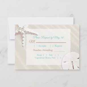 Sand Dollar und Starfish Oceanic Wedding RSVP Karte