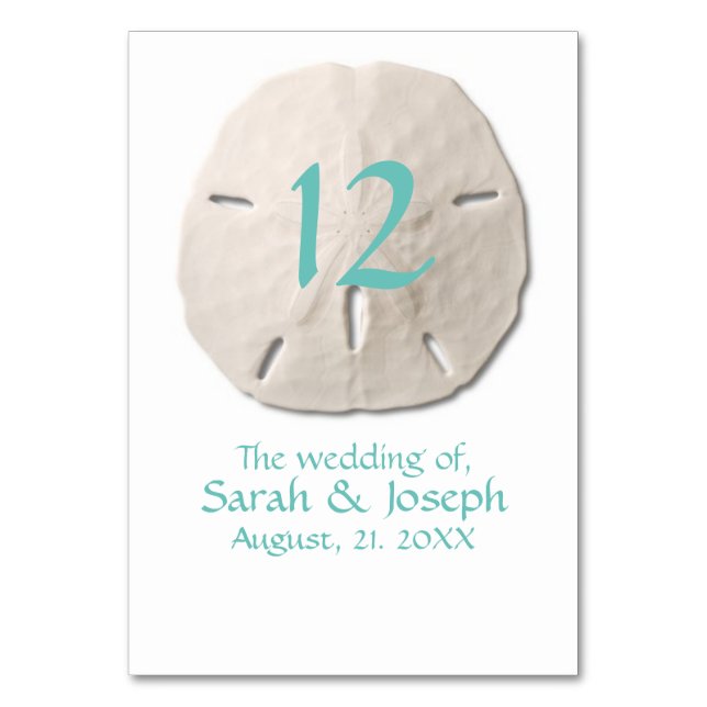 Sand Dollar Wedding Tischnummer (Vorderseite)