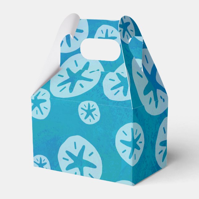 Sand Dollar Weiß und Blau Muster Geschenkschachtel (Vorderseite)