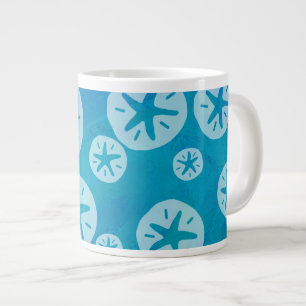 Sand Dollar Weiß und Blau Muster Jumbo-Tasse