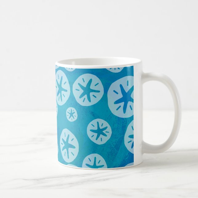 Sand Dollar Weiß und Blau Muster Kaffeetasse (Rechts)