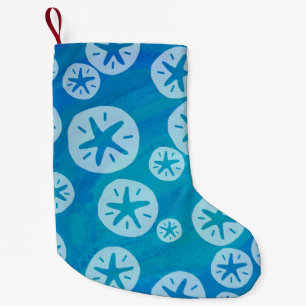 Sand Dollar Weiß und Blau Muster Kleiner Weihnachtsstrumpf